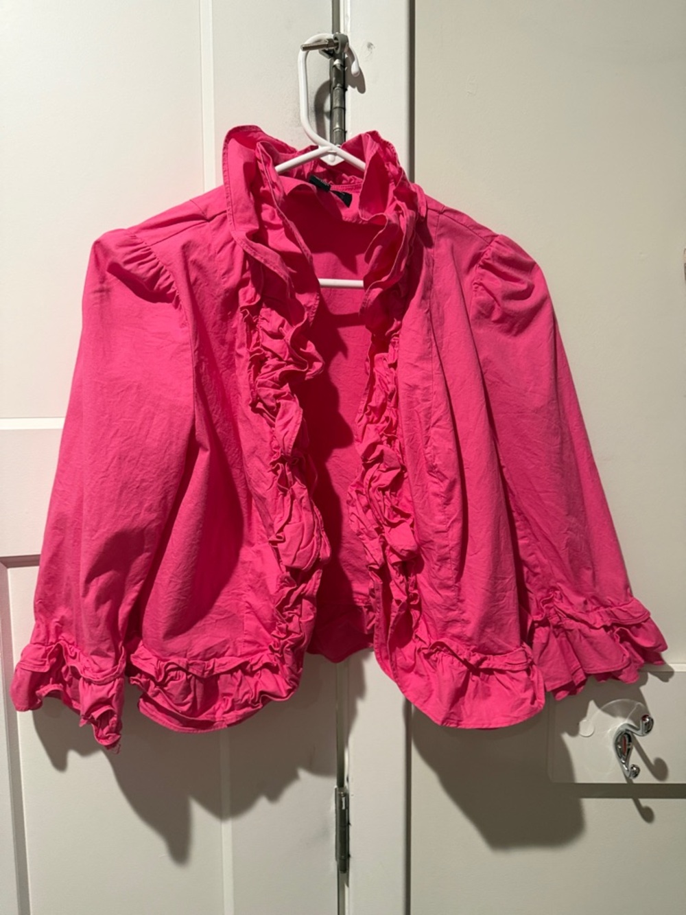 INC International Concepts Hot Pink Ruffle-Trim Blouse